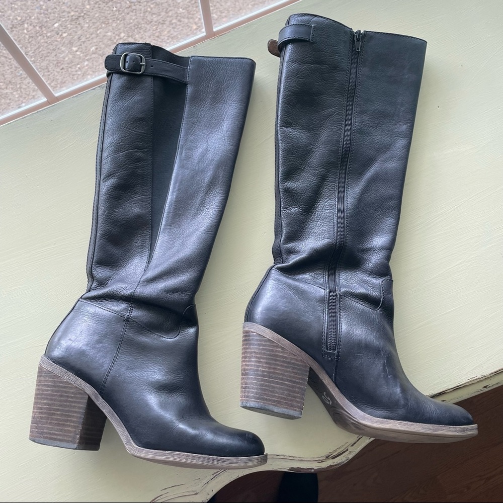 Lucky brand tall black leather boots